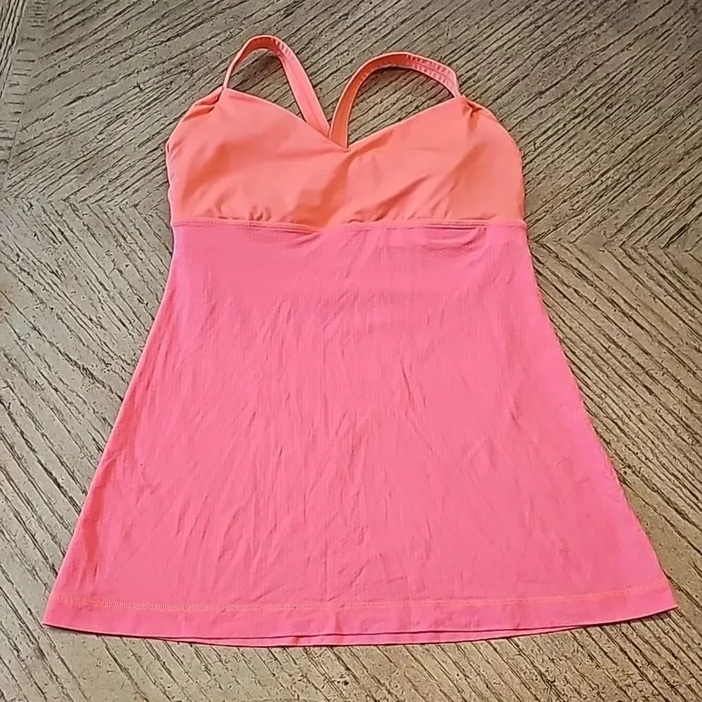 Lululemon orange wrap it tank top with built in sports bra size